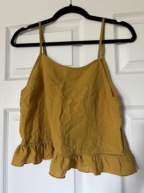 Le Lis Mustard Yellow Ruffle-Hem Spaghetti Strap Camisole
